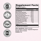 Menopause Relief supplement label with all natural ingredients